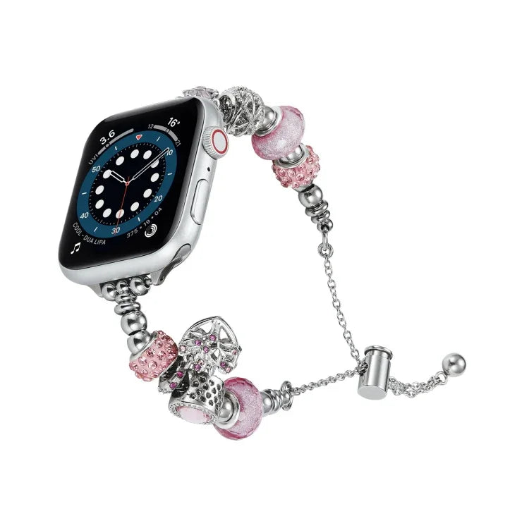 Bead Bracelet Metal Watch Band, For Apple Watch Series 10 46mm, For Apple Watch Series 10 42mm, For Apple Watch SE 2023 44mm, For Apple Watch SE 2023 40mm, For Apple Watch Ultra 2 49mm, For Apple Watch 9 45mm, For Apple Watch 9 41mm                    ...