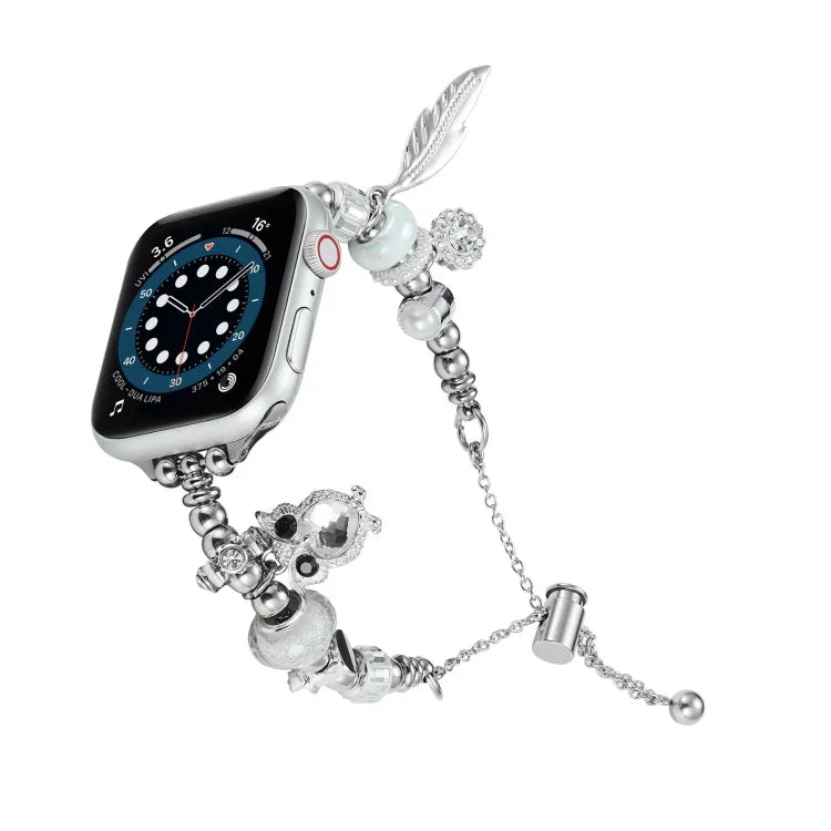 Bead Bracelet Metal Watch Band, For Apple Watch Series 10 46mm, For Apple Watch Series 10 42mm, For Apple Watch SE 2023 44mm, For Apple Watch SE 2023 40mm, For Apple Watch Ultra 2 49mm, For Apple Watch 9 45mm, For Apple Watch 9 41mm                    ...