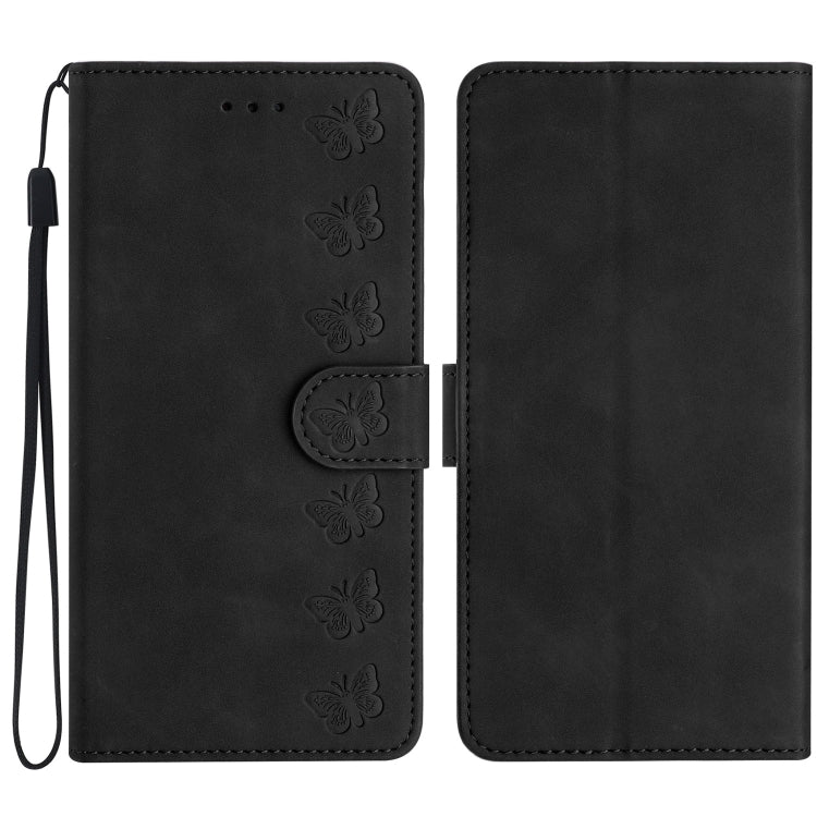 Seven Butterflies Embossed Leather Phone Case, For iPhone 16e / 17e, For iPhone 17 Pro Max, For iPhone 17 Pro, For iPhone 17, For iPhone Air, For iPhone 16 Pro Max, For iPhone 16 Pro, For iPhone 16 Plus