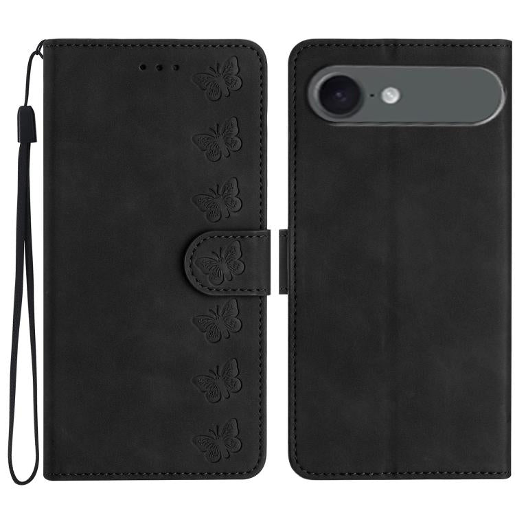 Seven Butterflies Embossed Leather Phone Case, For iPhone 16e / 17e, For iPhone 17 Pro Max, For iPhone 17 Pro, For iPhone 17, For iPhone Air, For iPhone 16 Pro Max, For iPhone 16 Pro, For iPhone 16 Plus