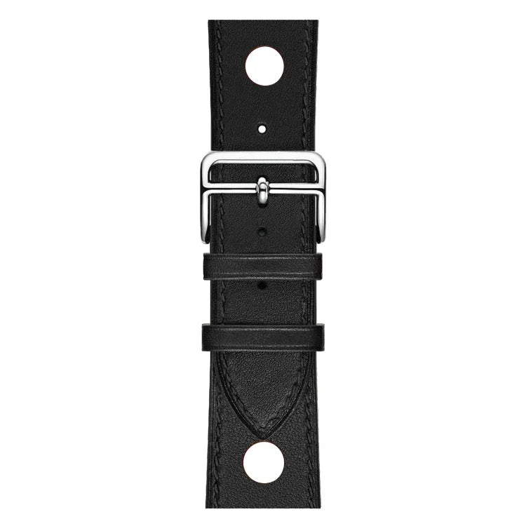 Leather Three Holes Replacement Strap Watchband, For Apple Watch Series 8&7 41mm / SE 2&6&SE&5&4 40mm / 3&2&1 38mm, For Apple Watch Series 7 45mm / 6 & SE & 5 & 4 44mm / 3 & 2 & 1 42mm, For Apple Watch Series 7 41mm / 6 & SE & 5 & 4 40mm / 3 & 2 & 1 38...