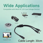 5.5 x 2.1mm Female to Male Plug DC Power Splitter Adapter Power Cable, 30cm, 70cm