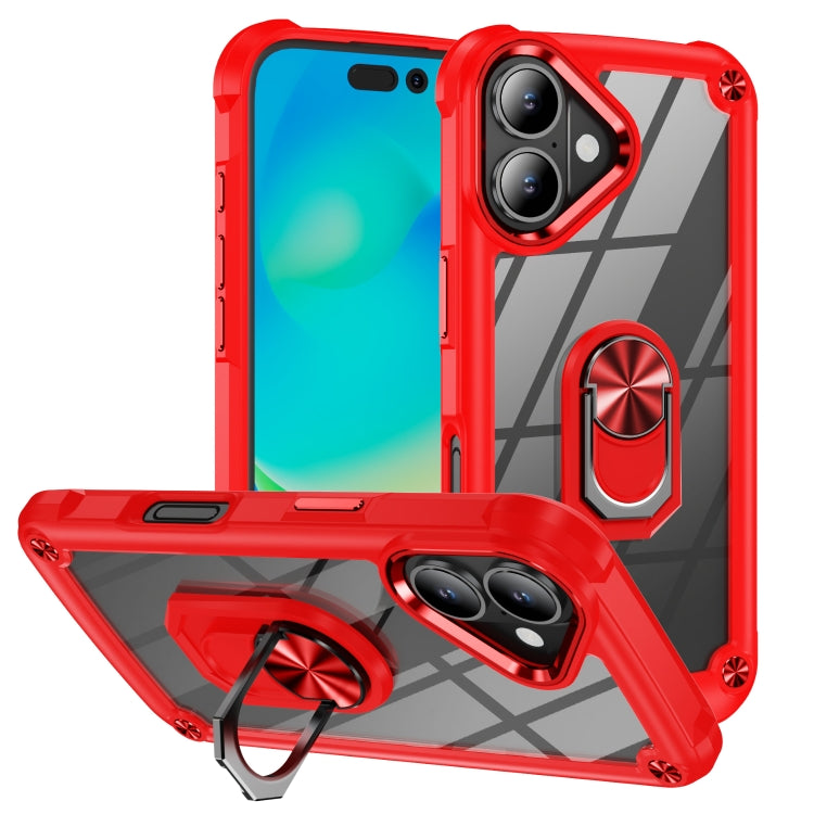 TPU + PC Lens Protection Phone Case with Ring Holder, For iPhone 17e / 16e, For iPhone 17 Pro Max, For iPhone 17, For iPhone Air, For iPhone 16 Pro Max, For iPhone 16 Pro, For iPhone 16 Plus, For iPhone 16, For iPhone 15 Pro Max