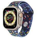 Rainbow Raindrops Silicone Watch Band, For Apple Watch 8 45mm, For Apple Watch Ultra 2 49mm, For Apple Watch 9 45mm, For Apple Watch SE 2022 40mm