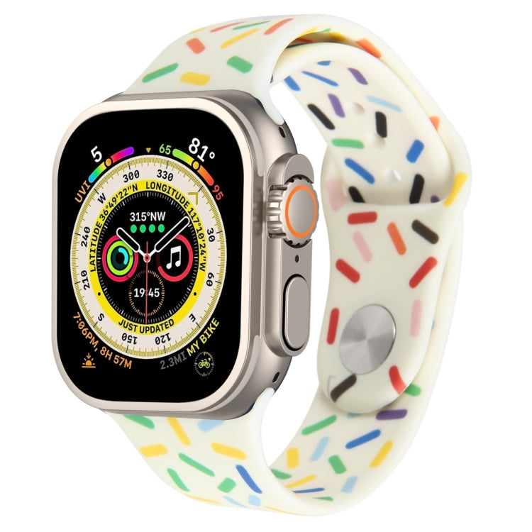 Rainbow Raindrops Silicone Watch Band, For Apple Watch 8 45mm, For Apple Watch Ultra 2 49mm, For Apple Watch 9 45mm, For Apple Watch SE 2022 40mm