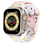 Rainbow Raindrops Silicone Watch Band, For Apple Watch 9 41mm, For Apple Watch SE 2022 44mm, For Apple Watch 7 41mm, For Apple Watch 7 45mm