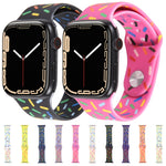 Rainbow Raindrops Silicone Watch Band, For Apple Watch 9 41mm, For Apple Watch SE 2022 44mm, For Apple Watch 7 41mm, For Apple Watch 7 45mm
