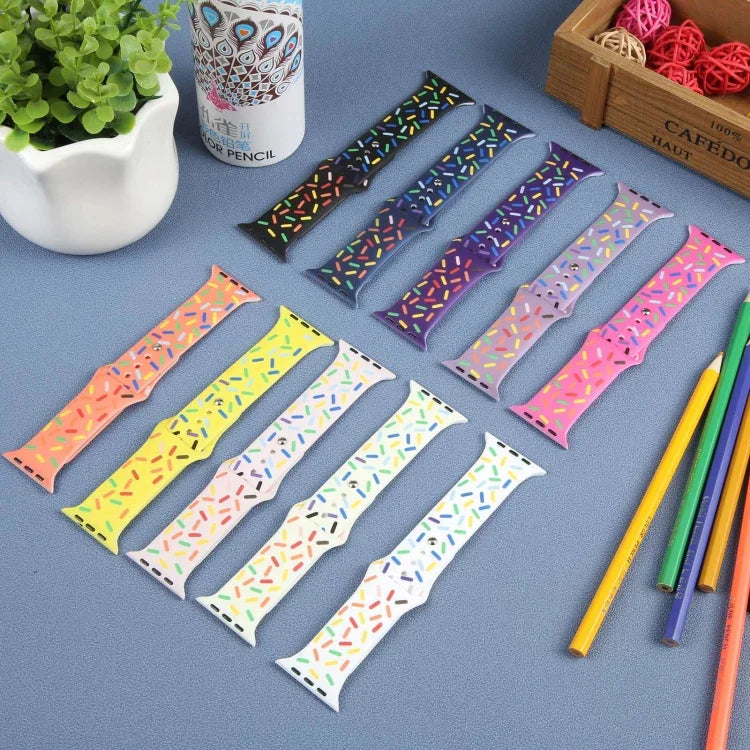 Rainbow Raindrops Silicone Watch Band, For Apple Watch 42mm, For Apple Watch 38mm