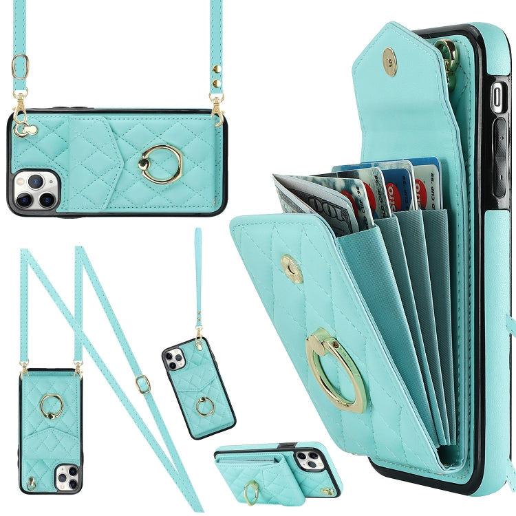 Rhombic Texture Card Bag Phone Case with Long Lanyard, For iPhone 11 Pro Max, For iPhone 11, For iPhone 11 Pro, For iPhone XR, For iPhone XS Max
