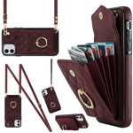 Rhombic Texture Card Bag Phone Case with Long Lanyard, For iPhone 11 Pro Max, For iPhone 11, For iPhone 11 Pro, For iPhone XR, For iPhone XS Max