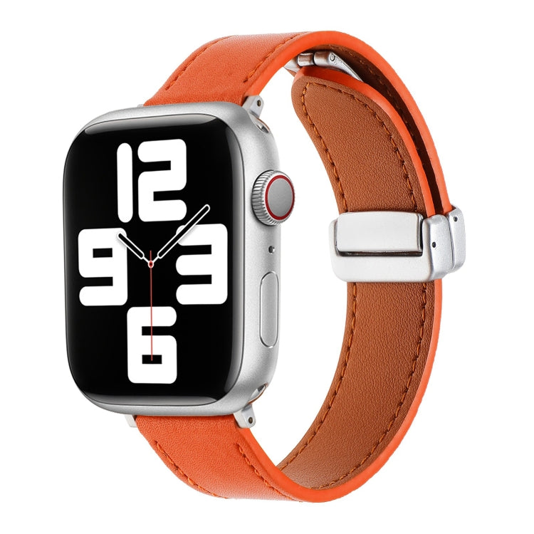 Magnetic Buckle Skin Feel Leather Watch Band, For Apple Watch Serie 8 41mm, For Apple Watch Serie 8 45mm, For Apple Watch SE 40mm, For Apple Watch SE 44mm, For Apple Watch Serie 7 41mm, For Apple Watch Serie 7 45mm