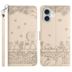 Cat Embossing Pattern Leather Phone Case with Lanyard, For iPhone 16e / 17e, For iPhone 17 Pro Max, For iPhone 17 Pro, For iPhone 17, For iPhone Air, For iPhone 16 Pro Max, For iPhone 16 Pro, For iPhone 16 Plus, For iPhone 16
