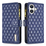 Diamond Lattice Zipper Wallet Leather Flip Phone Case, For iPhone 18 Pro/17 Pro, For iPhone 18 Pro Max/17 Pro Max, For iPhone 17, For iPhone 17 Air, For iPhone 16 Pro Max, For iPhone 16 Pro, For iPhone 16 Plus, For iPhone 16