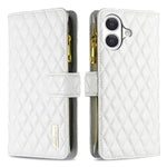Diamond Lattice Zipper Wallet Leather Flip Phone Case, For iPhone 17 Pro Max, For iPhone 17 Pro, For iPhone 17, For iPhone Air, For iPhone 16 Pro Max, For iPhone 16 Pro, For iPhone 16 Plus, For iPhone 16