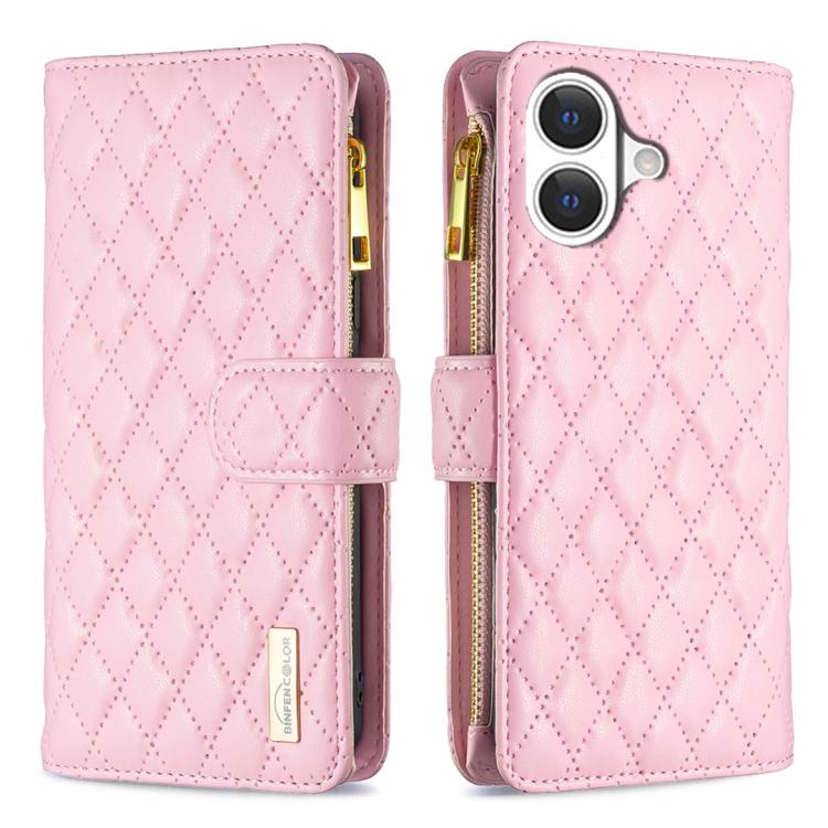 Diamond Lattice Zipper Wallet Leather Flip Phone Case, For iPhone 18 Pro/17 Pro, For iPhone 18 Pro Max/17 Pro Max, For iPhone 17, For iPhone 17 Air, For iPhone 16 Pro Max, For iPhone 16 Pro, For iPhone 16 Plus, For iPhone 16