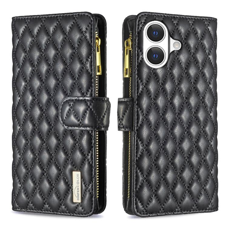 Diamond Lattice Zipper Wallet Leather Flip Phone Case, For iPhone 17 Pro Max, For iPhone 17 Pro, For iPhone 17, For iPhone Air, For iPhone 16 Pro Max, For iPhone 16 Pro, For iPhone 16 Plus, For iPhone 16