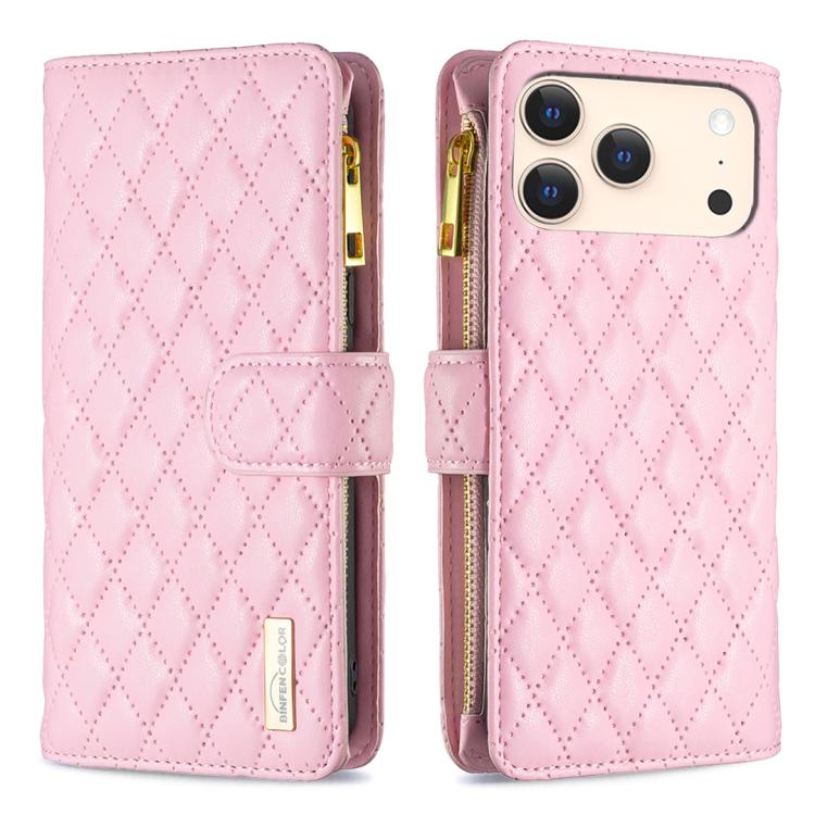 Diamond Lattice Zipper Wallet Leather Flip Phone Case, For iPhone 18 Pro/17 Pro, For iPhone 18 Pro Max/17 Pro Max, For iPhone 17, For iPhone 17 Air, For iPhone 16 Pro Max, For iPhone 16 Pro, For iPhone 16 Plus, For iPhone 16