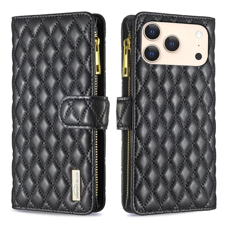 Diamond Lattice Zipper Wallet Leather Flip Phone Case, For iPhone 18 Pro/17 Pro, For iPhone 18 Pro Max/17 Pro Max, For iPhone 17, For iPhone 17 Air, For iPhone 16 Pro Max, For iPhone 16 Pro, For iPhone 16 Plus, For iPhone 16