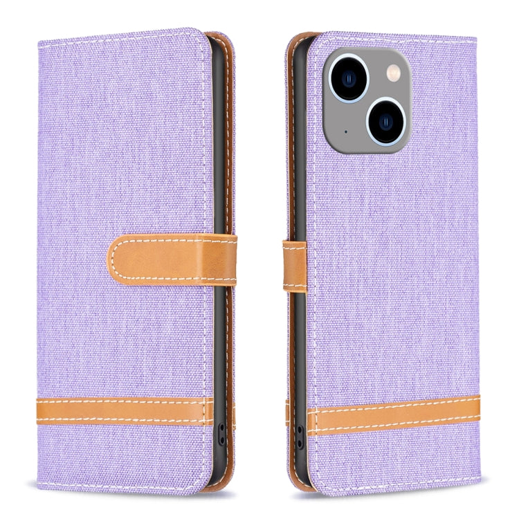 Color Block Denim Texture Leather Phone Case, For iPhone 15 Pro, For iPhone 15 Plus, For iPhone 15
