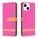Color Block Denim Texture Leather Phone Case, For iPhone 15 Pro, For iPhone 15 Plus, For iPhone 15