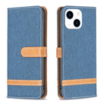 Color Block Denim Texture Leather Phone Case, For iPhone 15 Pro, For iPhone 15 Plus, For iPhone 15