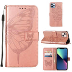 Embossed Butterfly Leather Phone Case, For iPhone 16 Pro, For iPhone 16 Plus, For iPhone 16, For iPhone 15 Pro Max, For iPhone 15 Pro, For iPhone 15 Plus