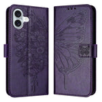 Embossed Butterfly Leather Phone Case, For iPhone 16 Pro, For iPhone 16 Plus, For iPhone 16, For iPhone 15 Pro Max, For iPhone 15 Pro, For iPhone 15 Plus