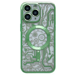 Electroplated Circuit Board Pattern MagSafe Phone Case, For iPhone 13, For iPhone 12, For iPhone 12 Pro Max, For iPhone 12 Pro, For iPhone 11 Pro Max, For iPhone 11