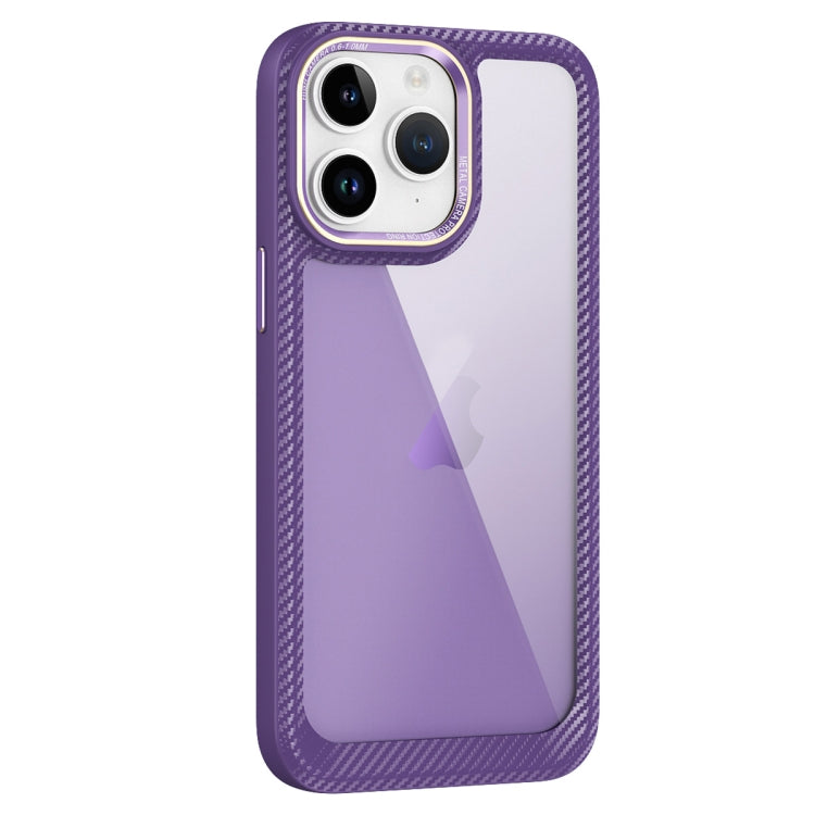 Carbon Fiber Transparent Back Panel Phone Case, For iPhone 11 Pro Max, For iPhone 11