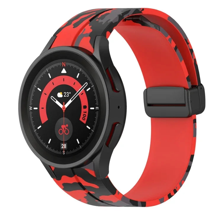 Magnetic Clasp Camouflage Silicone Watch Band, For Samsung Galaxy Watch5 / 5 Pro / Watch 4 / 4 Classic