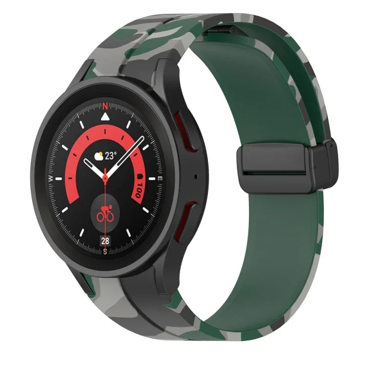 Magnetic Clasp Camouflage Silicone Watch Band, For Samsung Galaxy Watch5 / 5 Pro / Watch 4 / 4 Classic