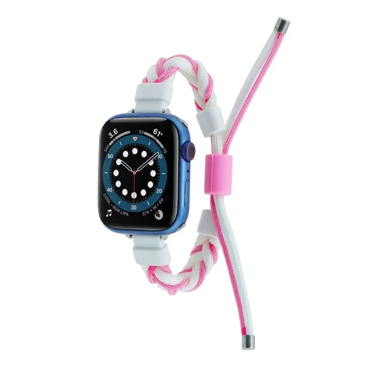 Silicone Bean Braided Cord Nylon Watch Band, For Apple Watch SE 40mm, For Apple Watch SE 44mm, For Apple Watch 6 40mm, For Apple Watch 6 44mm, For Apple Watch 5 44mm, For Apple Watch 5 40mm