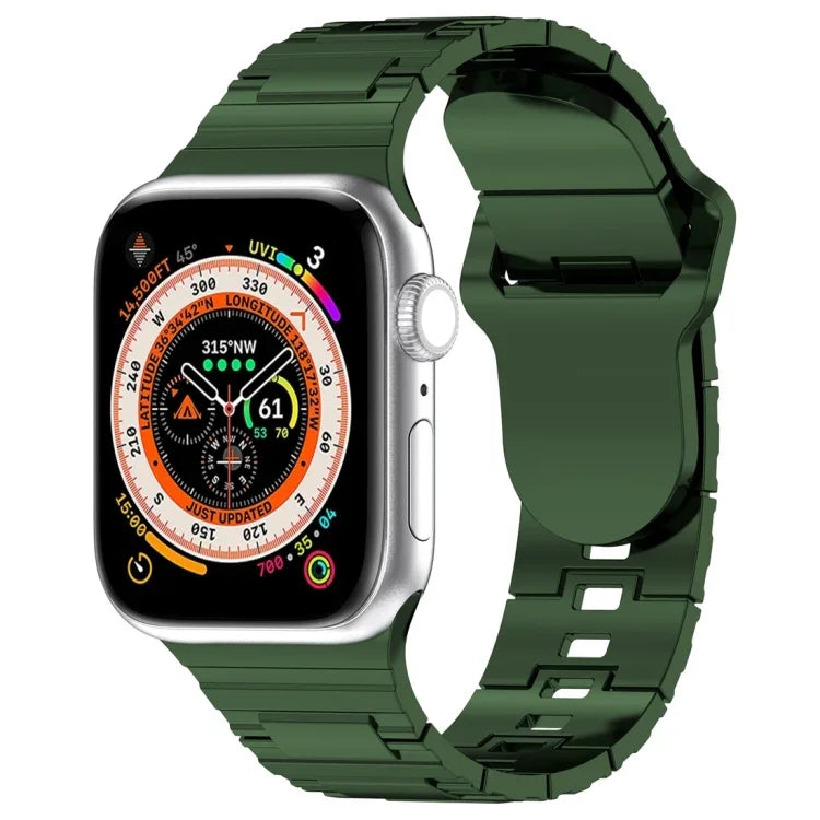 Square Buckle Armor Style Silicone Watch Band, For Apple Watch 9 45mm, For Apple Watch 9 41mm