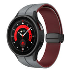 Dual Color Magnetic Folding Buckle Silicone Watch Band, For Samsung Galaxy Watch 6 / 6 Classic