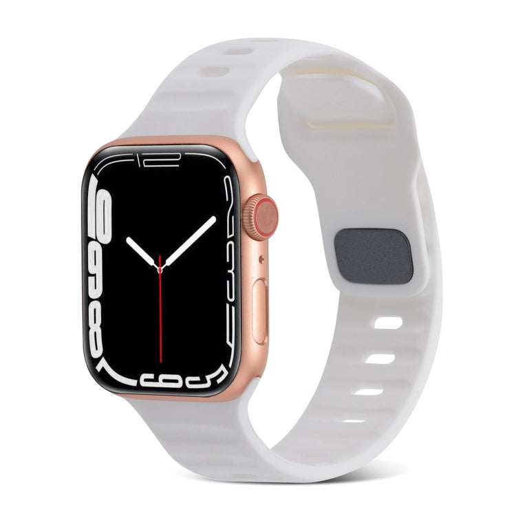 Square Buckle Stripes Silicone Watch Band, For Apple Watch Series 9 41mm, For Apple Watch Ultra 49mm