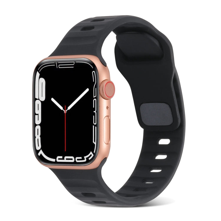 Square Buckle Stripes Silicone Watch Band, For Apple Watch Series 9 41mm, For Apple Watch Ultra 49mm