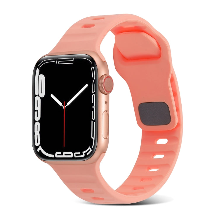 Square Buckle Stripes Silicone Watch Band, For Apple Watch Series 9 41mm, For Apple Watch Ultra 49mm