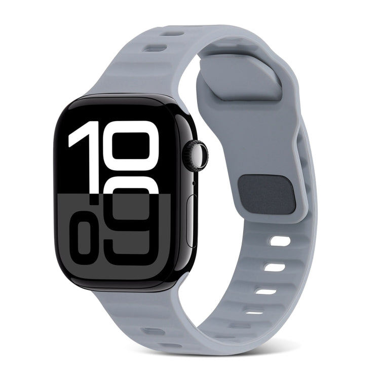 Square Buckle Stripes Silicone Watch Band, For Apple Watch Series 10 46mm, For Apple Watch Series 10 42mm