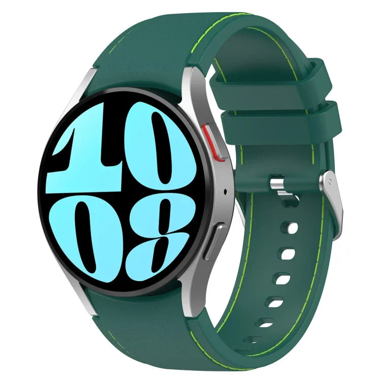 Leather Silicone Watch Band, For Samsung Galaxy Watch 6 / 6 Classic