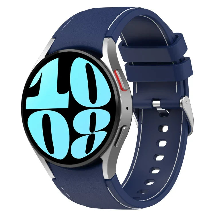 Leather Silicone Watch Band, For Samsung Galaxy Watch 6 / 6 Classic