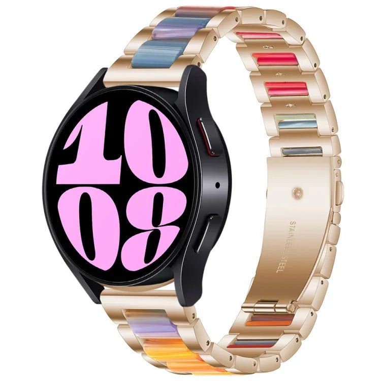 Three Bead Resin Metal Watch Band, For Samsung Galaxy Watch 6 / 6 Classic