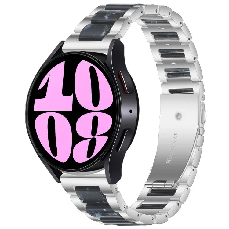 Three Bead Resin Metal Watch Band, For Samsung Galaxy Watch 6 / 6 Classic