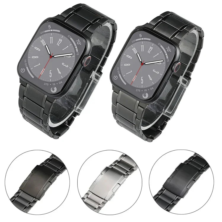 Five Beads Turtle Buckle Titanium Steel Watch Band, For Apple Watch Ultra 49mm, For Apple Watch SE 2023 44mm, For Apple Watch Ultra 2 49mm, For Apple Watch Series 9 45mm, For Apple Watch SE 2022 44mm, For Apple Watch Series 8 45mm, For Apple Watch SE 4...