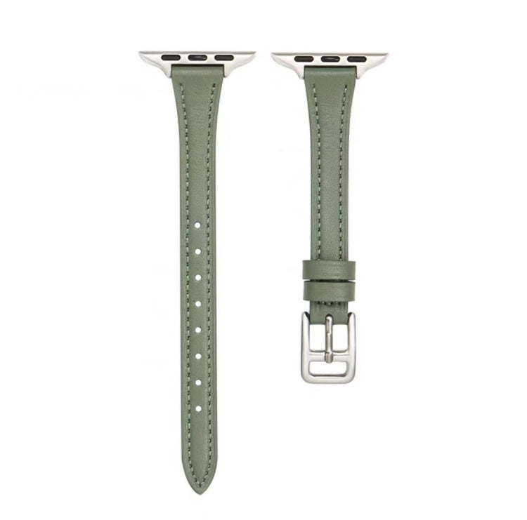 T-shaped Slim Genuine Leather Watch Band, For Apple Watch Series 9 41mm, For Apple Watch Ultra 49mm, For Apple Watch Series 8 41mm, For Apple Watch Series 8 45mm, For Apple Watch SE 2022 40mm, For Apple Watch SE 2022 44mm