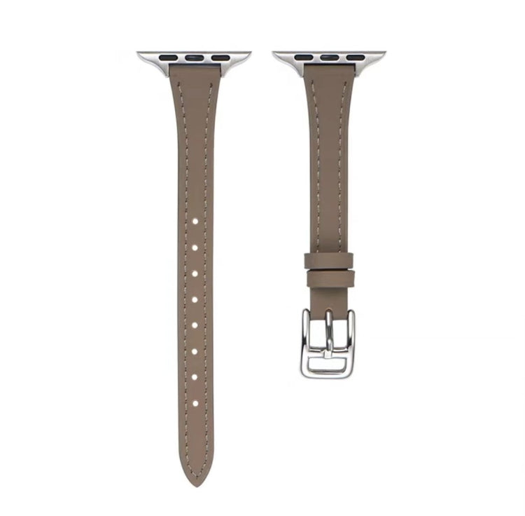 T-shaped Slim Genuine Leather Watch Band, For Apple Watch Series 9 41mm, For Apple Watch Ultra 49mm, For Apple Watch Series 8 41mm, For Apple Watch Series 8 45mm, For Apple Watch SE 2022 40mm, For Apple Watch SE 2022 44mm