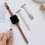 T-shaped Slim Genuine Leather Watch Band, For Apple Watch Series 9 41mm, For Apple Watch Ultra 49mm, For Apple Watch Series 8 41mm, For Apple Watch Series 8 45mm, For Apple Watch SE 2022 40mm, For Apple Watch SE 2022 44mm