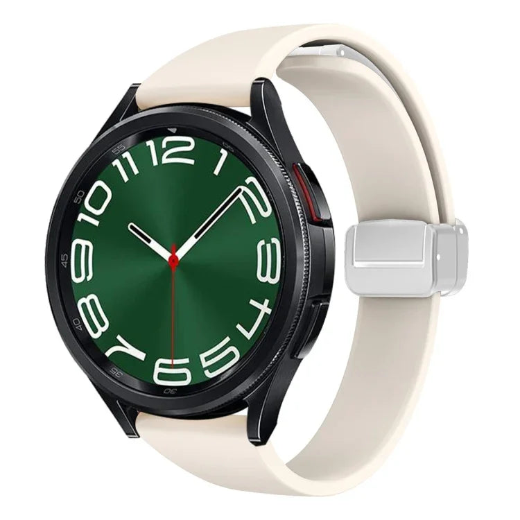 Magnetic Silver Buckle Slim Silicone Watch Band, For Samsung Galaxy Watch 6 / 6 Classic