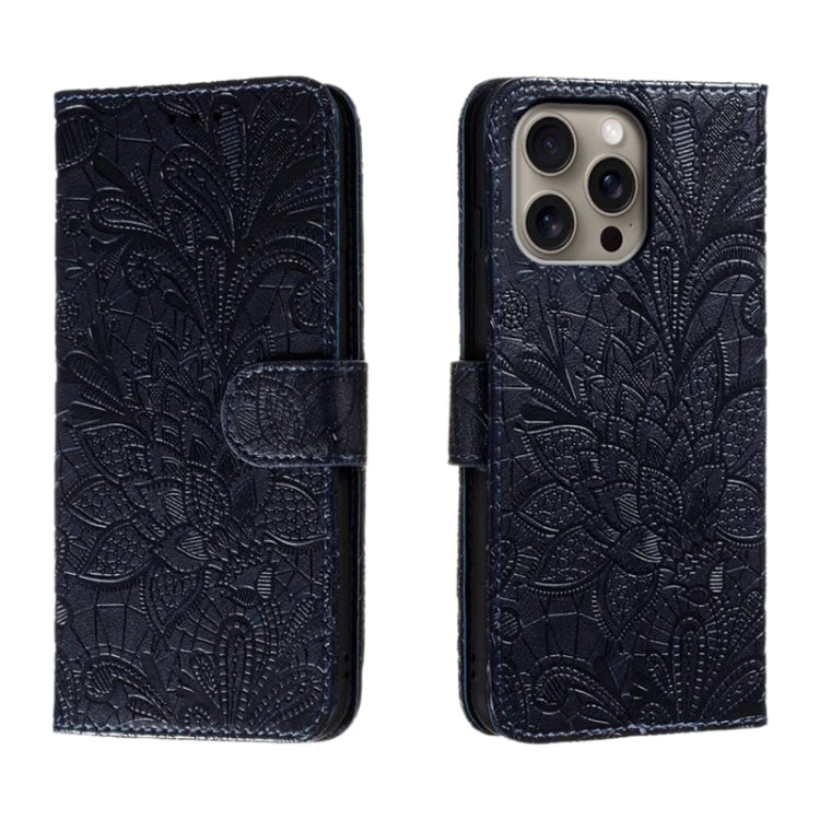 Lace Flower Embossing Flip Leather Phone Case, For iPhone 17e / 16e, For iPhone 17 Pro Max, For iPhone 17 Pro, For iPhone 17, For iPhone Air, For iPhone 16 Pro Max, For iPhone 16 Pro, For iPhone 16 Plus