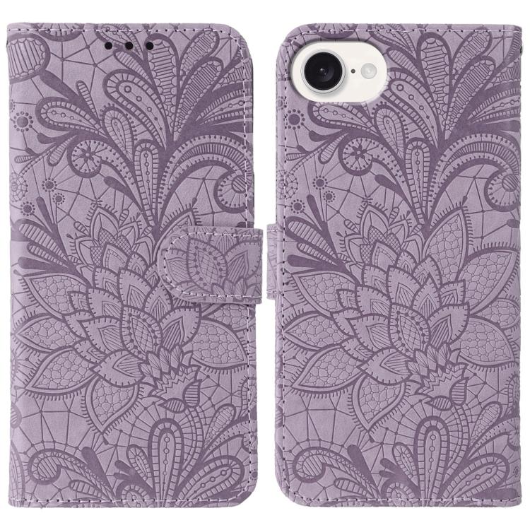 Lace Flower Embossing Flip Leather Phone Case, For iPhone 17e / 16e, For iPhone 17 Pro Max, For iPhone 17 Pro, For iPhone 17, For iPhone Air, For iPhone 16 Pro Max, For iPhone 16 Pro, For iPhone 16 Plus