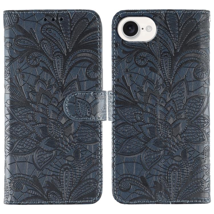 Lace Flower Embossing Flip Leather Phone Case, For iPhone 17e / 16e, For iPhone 17 Pro Max, For iPhone 17 Pro, For iPhone 17, For iPhone Air, For iPhone 16 Pro Max, For iPhone 16 Pro, For iPhone 16 Plus